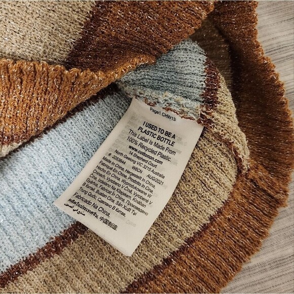 Cotton On Striped VNeck Blue Brown Vest Top Size XS Fall Like New - Picture 5 of 6